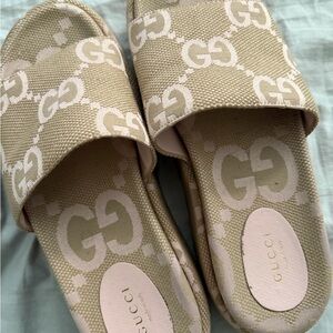 Gucci Beige GG Canvas Sandals Size 39